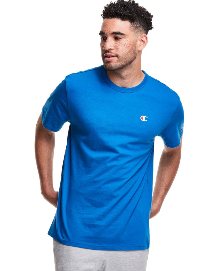 Champion T-Shirt Heren - Blauw - Lightweight Jersey C Logo ( 749362-EBG )